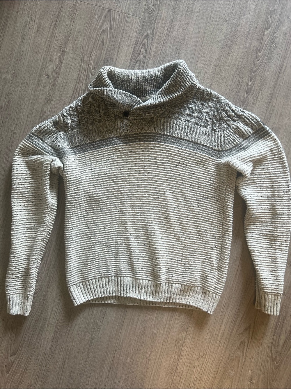 Point Zero Men's Turtleneck Shawl Collar Sweater in Light Gray and Heather
